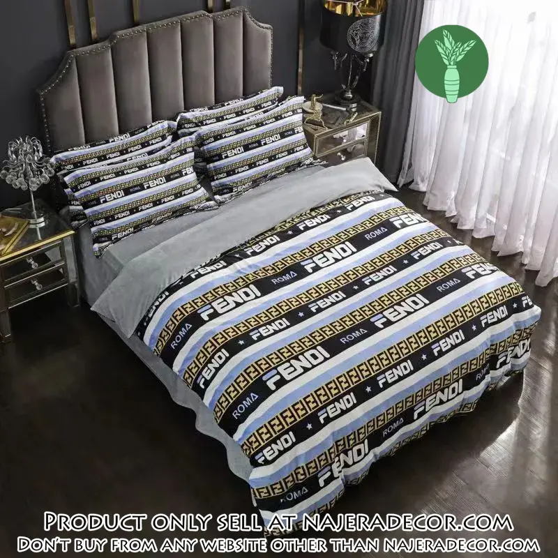 Fendi roma luxury brand premium bedding set bedspread duvet cover set home decor njr1935917